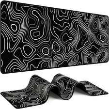 Large Gaming Mouse Pad Desk Mat Extended Topographic Map Contour Lines Non Slip picture