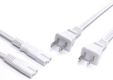 2 Prong AC Power Cord - NEMA 1-15P to C7 - Both Styles - 18 AWG - White, 15 Feet picture
