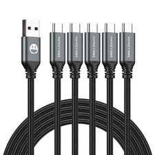5Pack 10ft USB C Cable, Extra Long A to USB-C 10foot Type C 10foot, Grey  picture