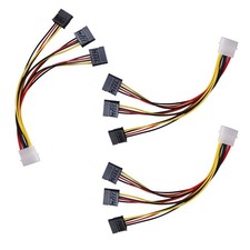 ThtRht 3 Pack 4Pin Molex to 3X Sata 15Pin Splitter Connector Power Black  picture