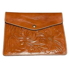 Patricia Nash Tooled Leather Midi Tech Portfolio Florence Tan A81207 NEW picture