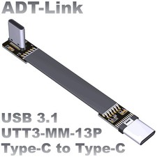 ADT-Link Usb3.1 Flat Soft Extension Cable C Male Type-c Angle 90° ADT Gen2x1 New picture