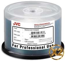 100-Pak JVC PRO (Ritek Pro) Shiny-Silver Top 52X 80-Min CD-R's in Cakebox picture