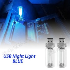 2Pcs Portable USB Night Light Bulb Touch Dimmable Car+Home Interior Ambient Blue picture