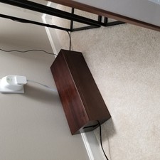 Dark Brown Wood Cable Organizer Box: Minimalist Desk Cord Management Wires Cover picture