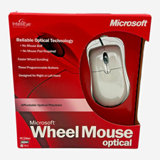 Microsoft Wheel Mouse Optical D66-00021 USB PS/2 Factory Sealed NOS Vintage picture