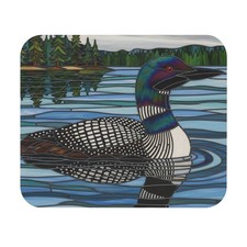 Common Loon Mouse Pad bird watcher avian desk office stained glass look nature picture