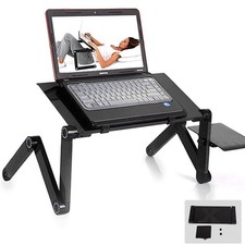 Adjustable Foldable 360° Rotating Laptop Stand/Riser w/ Mouse Pad, Black picture