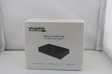 Plugable USB 2.0 7-Port Hub with 60W Power Adapter Stackable BC 1.2 Brand New picture