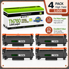GREENCYCLE 4 Pack TN760 Toner Cartridge for Brother MFC-L2710DW HL-L2370DW picture