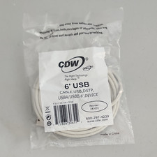 CDW USB Cable USB Standard Type A Male to USB Type B Male 6 ft White MPN picture