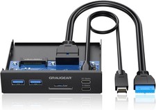 GRAUGEAR 3.5 Inch Front Panel USB C Hub, SD/microSD Internal Card Black  picture