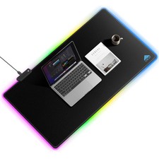 40x20 Inch Black RGB Gaming Mouse Pad XXL Large LED Computer Desk Mat Keyboard picture