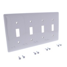 Hubbell NP4GY Gray 4-Gang Toggle Switch Cover Switchplate Unbreakable Wallplate picture
