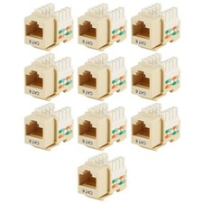 10x CAT6 RJ45 Network LAN Ethernet Keystone Jack 110 Type Punch Down IDC Beige picture