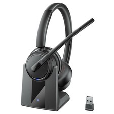 Mopchnic Wireless On-Ear Bluetooth Headset Noise Cancel Mic USB Dongle Base picture