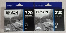 2x Epson 220 (T220120-S) Durabrite Ultra Black Ink Cartridge SEALED NEW 09/2021 picture