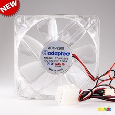 Clear 120mm PC Computer Case Cooling Fan 3/4-Pin Blue LED Light Adaptec ACC-9200 picture