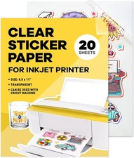 90% Clear Sticker Paper for Inkjet Printer (20 Sheets) - Transparent Glossy 8.5 picture