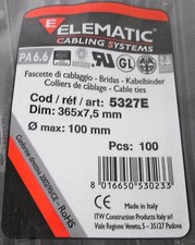 Elematic 5327E Cable Ties Dim: 365x7.5mm  0max: 100mm (4 bags of 100 ties) picture