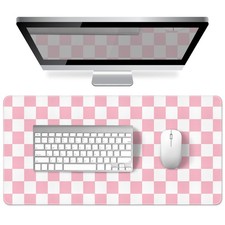 Pink Checkered Desk Mat Large Pad Cute Desk Pad Keyboard Computer Mat picture