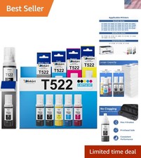 T522 High Yield Ink Bottles - 5 Pack with Bright Colors & Easy Refills picture