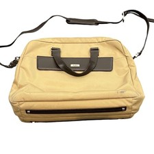 Tumi Laptop Briefcase Unisex OS Tan Ballistic Nylon Leather Trim Messenger picture