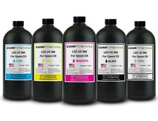 5 X 1000ml LED Curable UV Inks, CMYKW for Epson L800 i3200 DX5 XP600 MADE IN USA picture