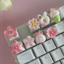 Sakura Artisan Resin Keycap Handmade Custom MX Cherry Mechanical Keyboard picture