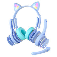 Flash LED Light Cute Cat Ears Wireless Headphones with Microphone Music Gift picture