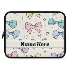 Cute Pastel Bows Laptop Sleeve | Personalized Laptop Bag picture