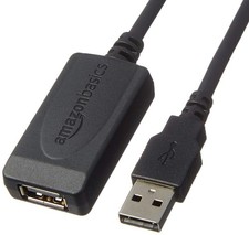 Amazon Basics USB 2.0 Extension Cable, USB-A Male to Female 32 feet, Black  picture