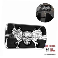 XKMT- Wing Skull Zombie Emblemd Compatible With Large Brake Pedal Chrome picture