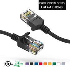 30Ft CAT6A UTP Slim Ethernet Network Booted Cable 28AWG Black picture