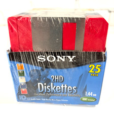 25 SONY 2HD 1.44MB 3.5 In Double Sided Floppy Diskettes IBM Formatted Sealed Pk picture