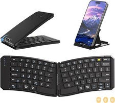 Foldable Ergonomic Wireless Keyboard Bluetooth 2.4G 3 Device Rechargeable Travel picture