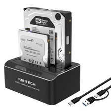 RSHTECH Hard Drive Docking Station Aluminum USBC/USB 3.0 to SATA Dual Bay Har... picture