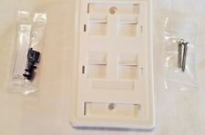 4-Port Keystone Faceplate with Shutters FP-US-4-WH Hyperline - White - LOT OF 9 picture