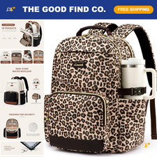 Stylish Leopard Print Laptop Backpack for Women, 15.6