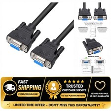 DTECH DB9 RS232 Serial Null Modem Cable Female to Female 1.5ft 7-Wire picture