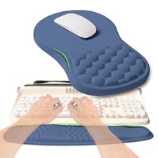 2In1 Ergonomic Keyboard Wrist Rest & Massage Mouse Pad Set Dark Blue picture