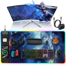 5-in-1 RGB Mouse Pad with 15W Wireless Charging, Keyboard Pad for Desk | 31.5... picture