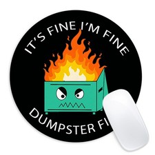 Dumpster Fire Round Mouse Pad,Funny Small Mouse Pad with Non-Slip Rubber Base... picture
