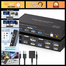 KVM Switch for 2 PCs & Dual Monitors, 4K@60Hz, 4 USB 3.0 Ports, Desktop Controll picture