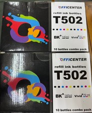 (2pk)Officenter 10 Bottle Combo Pack Refill Ink Bottles T502 BK 140mL Vivid 70mL picture