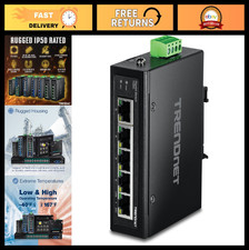 5-Port Industrial Gigabit Ethernet DIN-Rail Switch, IP50 Rated, 10Gbps Capacity, picture