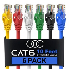 Cat6 Ethernet Cable, 10 Feet(6 Pack) LAN, Utp Cat 6, RJ45, Network Cord, Patch, picture
