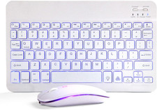 Combo Teclado Bluetooth y Raton Retroiluminado 7 Colores Recargable iPad Tablet picture