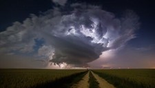 Landscape clouds supercell storm windmill lights dirt Custom Gaming Mat Desk picture