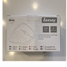 Lekvey Wireless Ergonomic Vertical Mouse 1600 DPI 6-Button Optical White picture